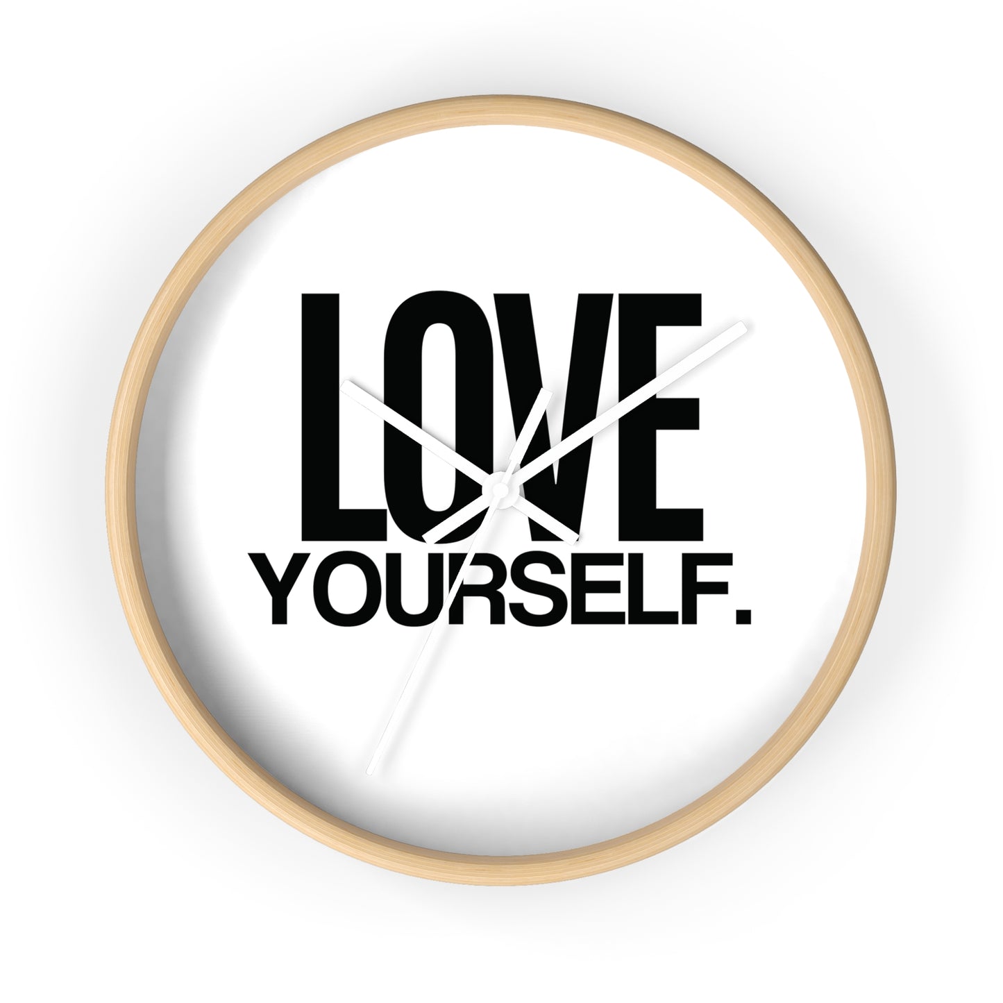 Love Yourself Wall Clock – Stylish 10” Silent Wooden Frame Clock | Modern Home & Office Décor