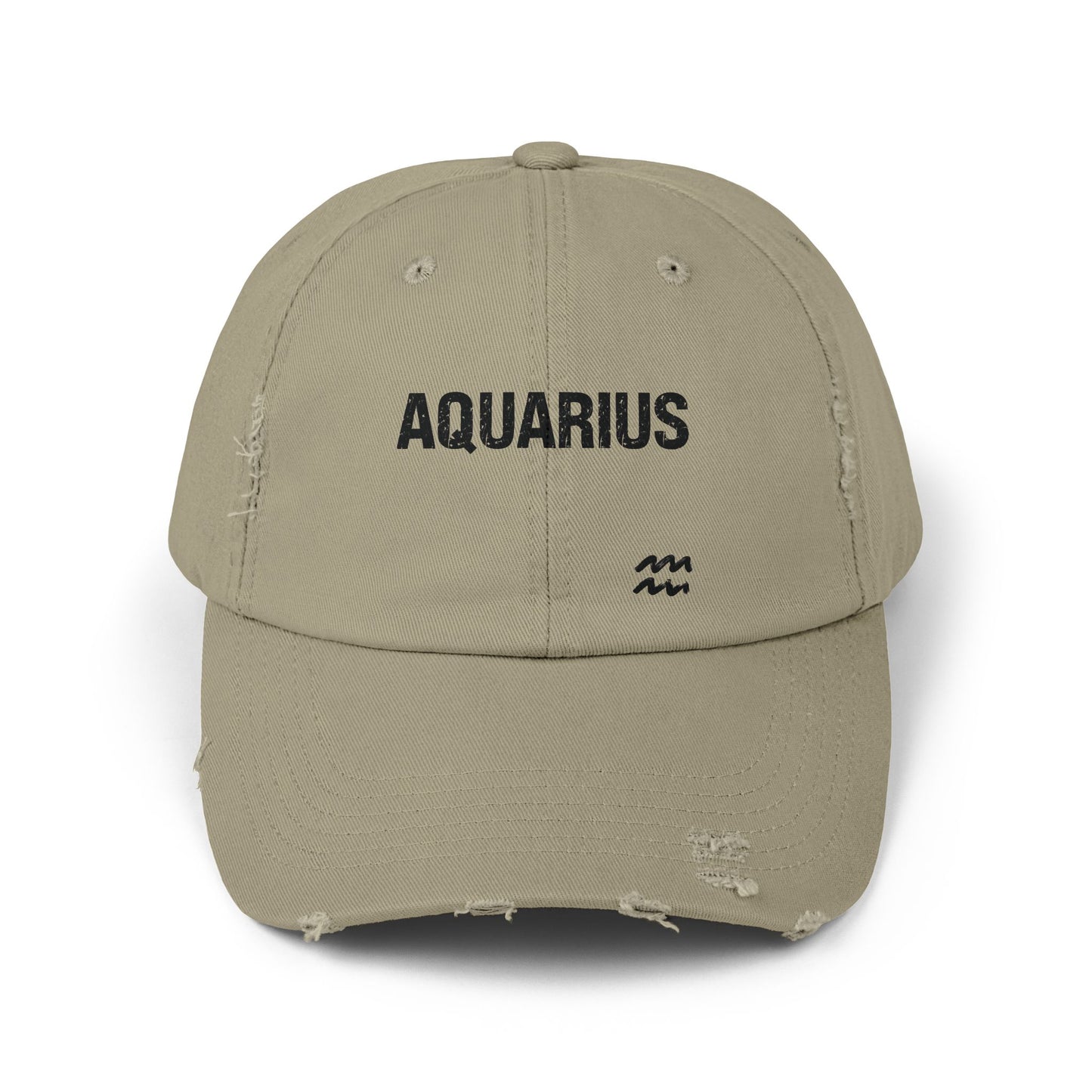 Aquarius Zodiac Unisex Distressed Cap – Trendy Astrology Hat for All Genders