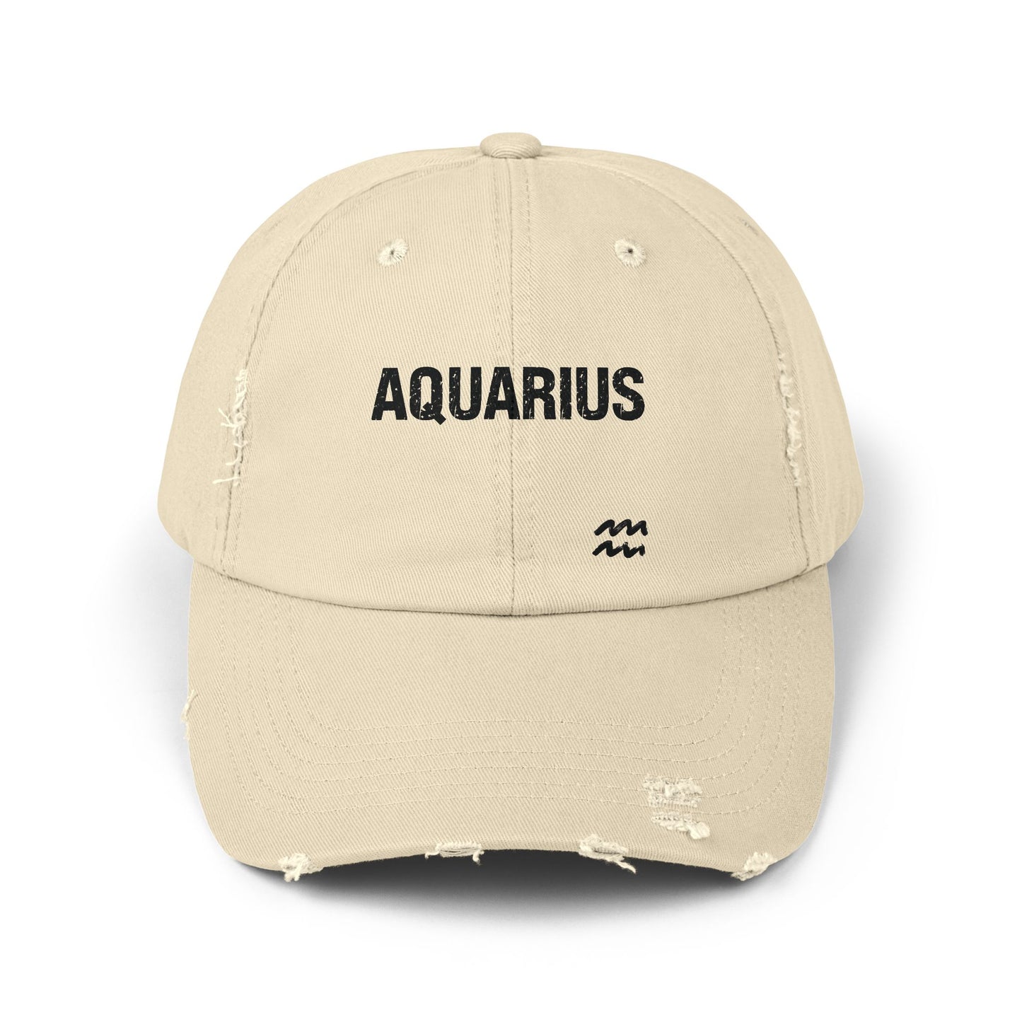 Aquarius Zodiac Unisex Distressed Cap – Trendy Astrology Hat for All Genders