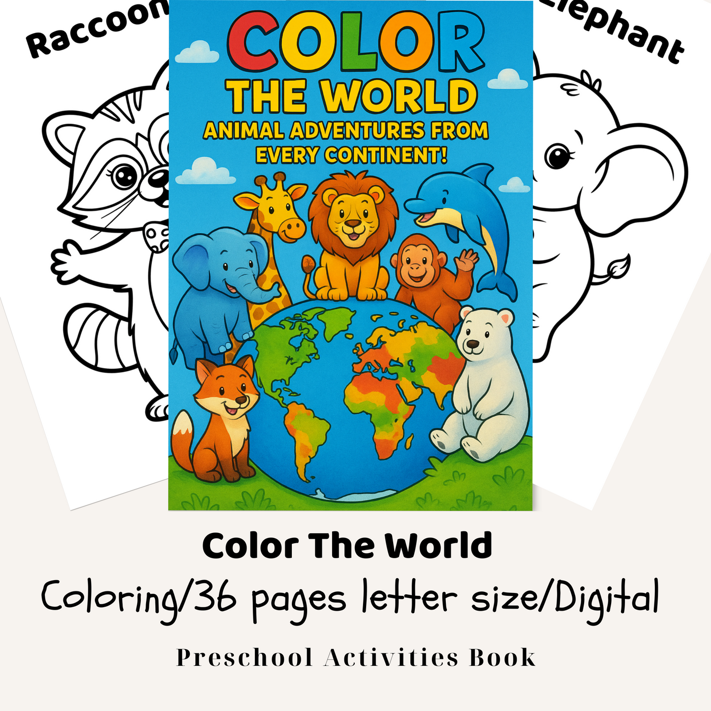 World Animal Coloring Book – Learn and Play (Ages 2–8)