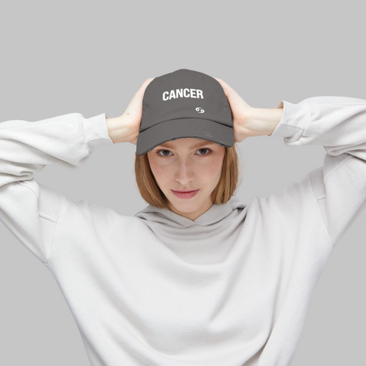 Cancer Zodiac Unisex Distressed Cap – Trendy Astrology Hat for All Genders