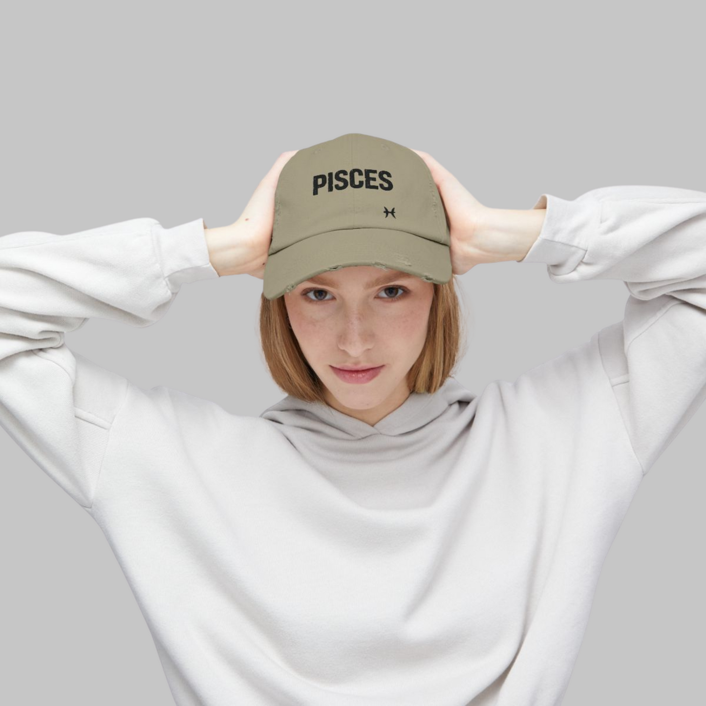 Pisces Zodiac Unisex Distressed Cap – Trendy Astrology Hat for All Genders