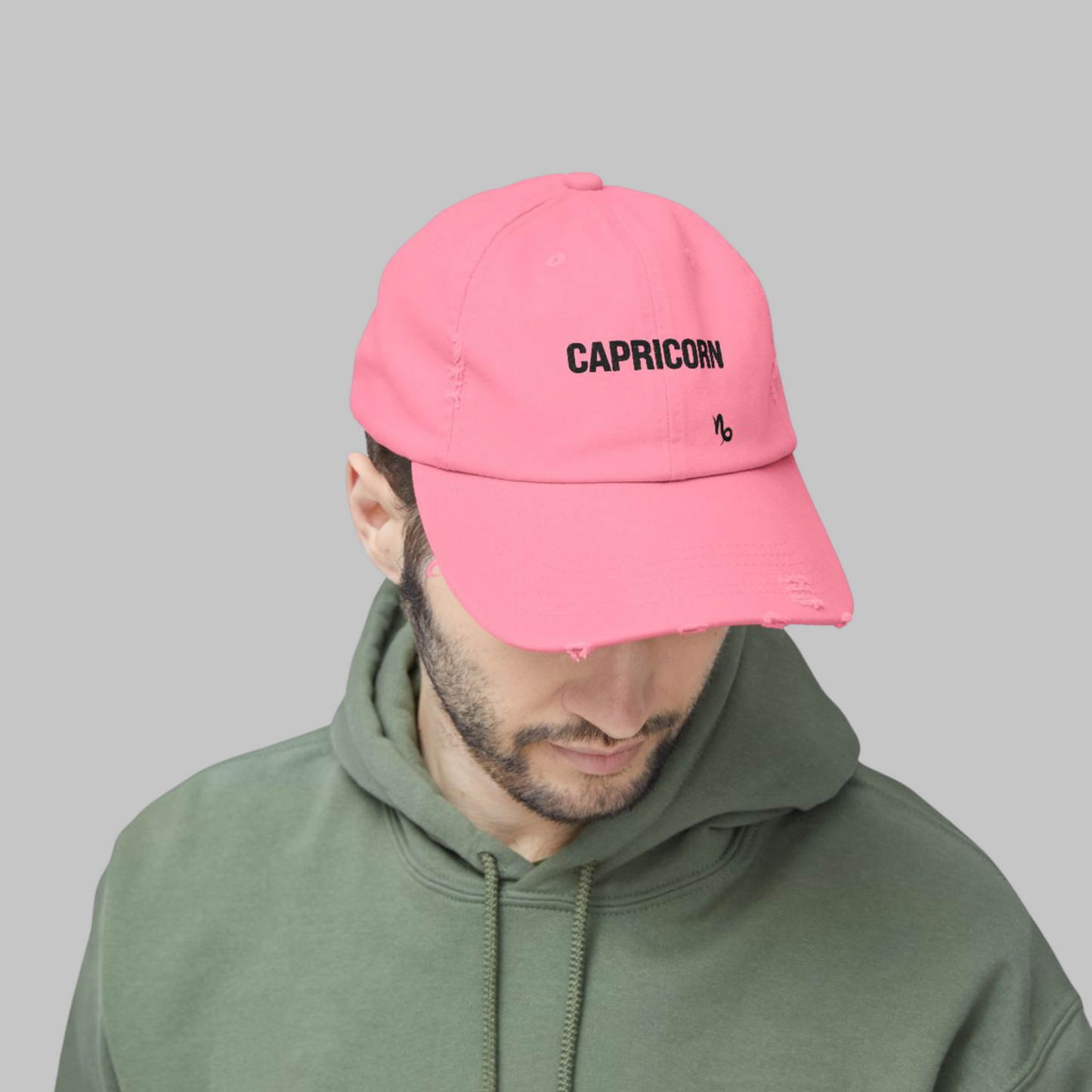 Capricorn Zodiac Unisex Distressed Cap – Trendy Astrology Hat for All Genders