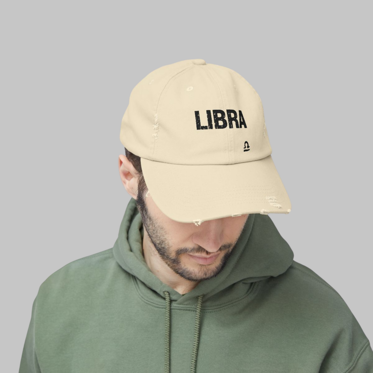 Libra Zodiac Unisex Distressed Cap – Trendy Astrology Hat for All Genders