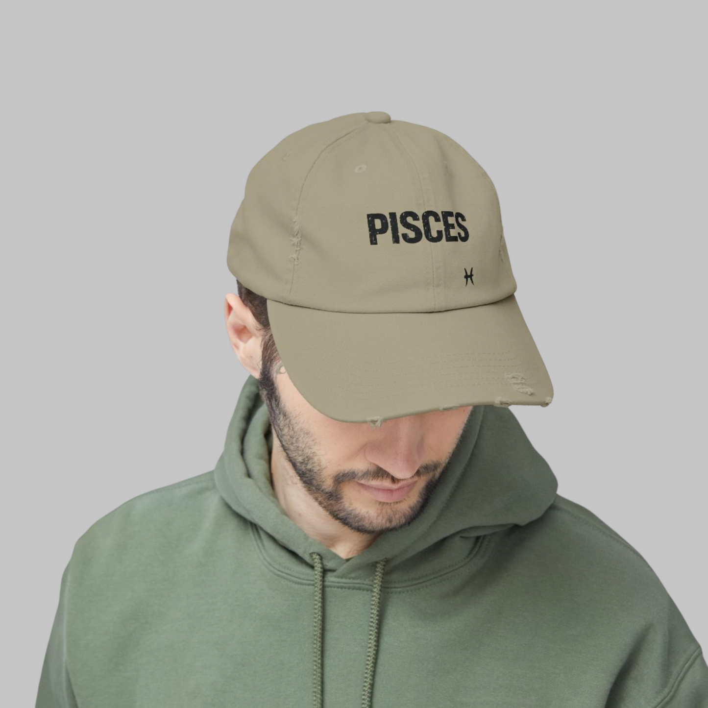 Pisces Zodiac Unisex Distressed Cap – Trendy Astrology Hat for All Genders