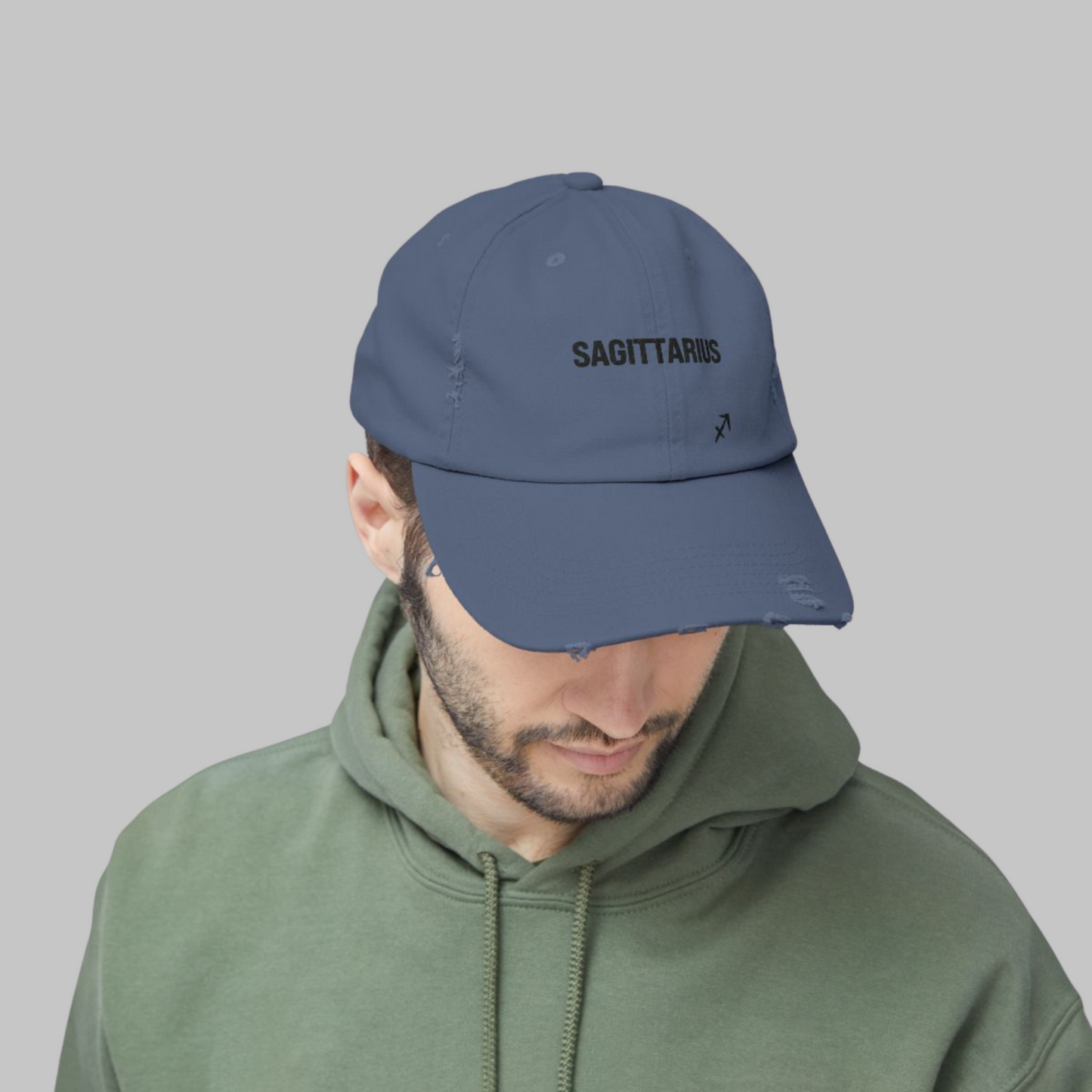 Sagittarius Zodiac Unisex Distressed Cap – Trendy Astrology Hat for All Genders