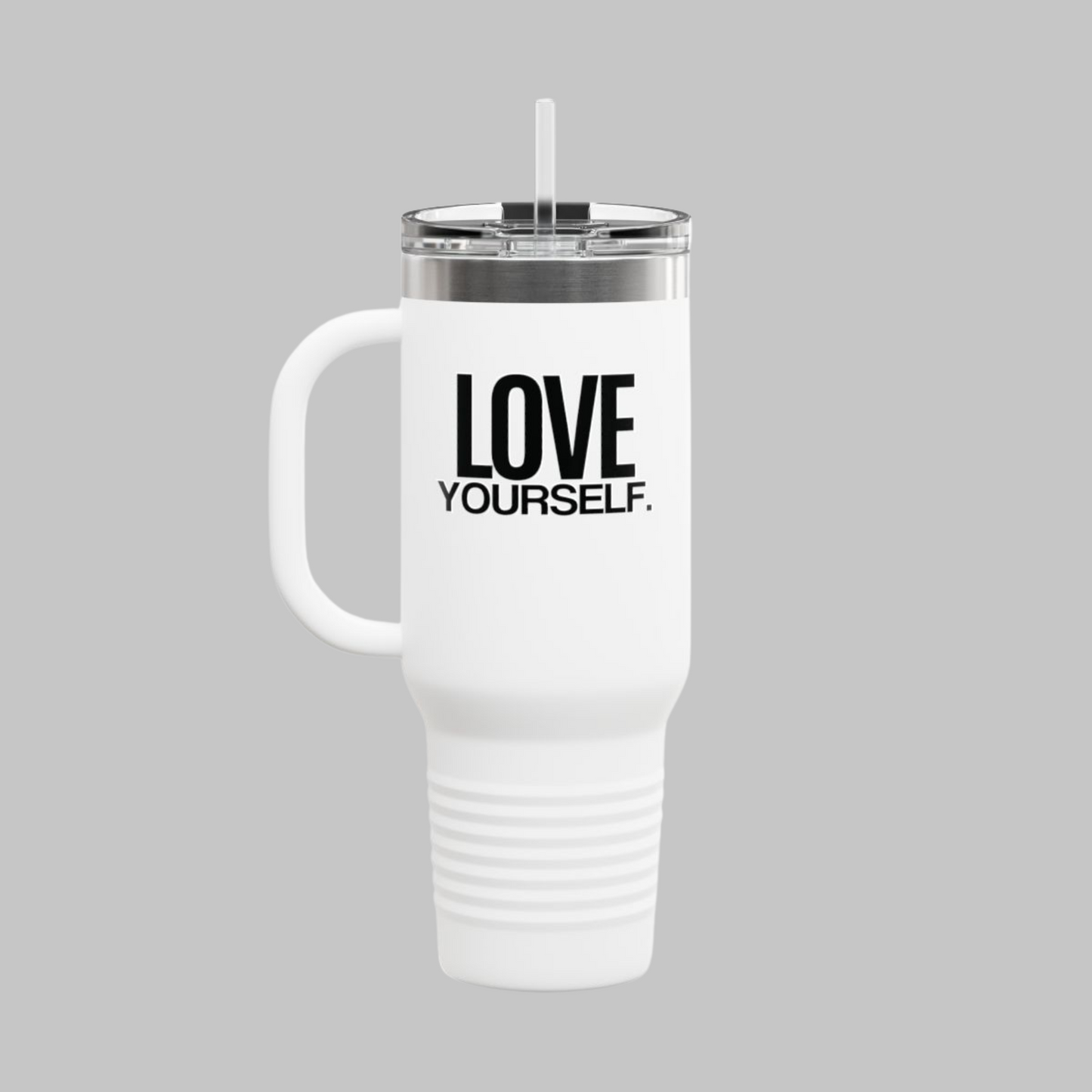 Love Yourself Insulated Travel Mug (40oz) – Stainless Steel, Double-Wall Vacuum Sealed | With Lid & Straw, BPA-Free