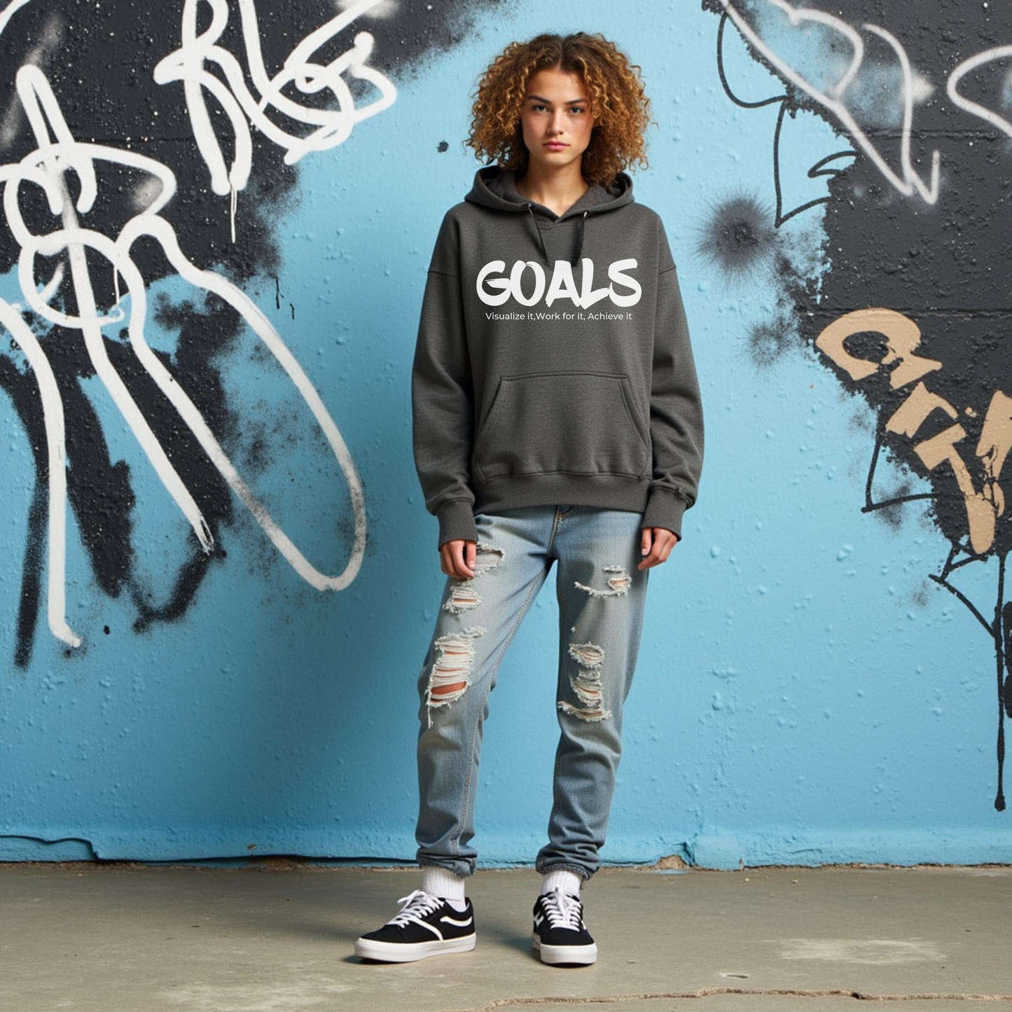 Goals Teen Hoodie, Teen Female Hoodie, Cool and Trendy Graphic Sweatshirt, Funny Unisex Fashion, Casual Gift for Teenage Boys and Girls