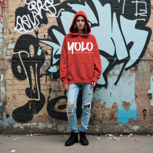 Yolo Teen Hoodie, Teen Female Hoodie, Cool and Trendy Graphic Sweatshirt, Funny Unisex Fashion, Casual Gift for Teenage Boys and Girls