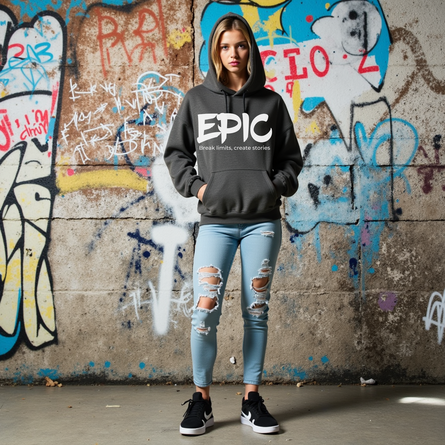 Epic Teen Hoodie, Teen Female Hoodie, Cool and Trendy Graphic Sweatshirt, Funny Unisex Fashion, Casual Gift for Teenage Boys and Girls