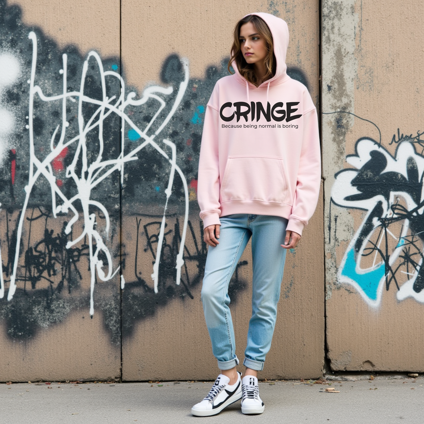 Cringe Teen Hoodie, Teen Female Hoodie, Cool and Trendy Graphic Sweatshirt, Funny Unisex Fashion, Casual Gift for Teenage Boys and Girls