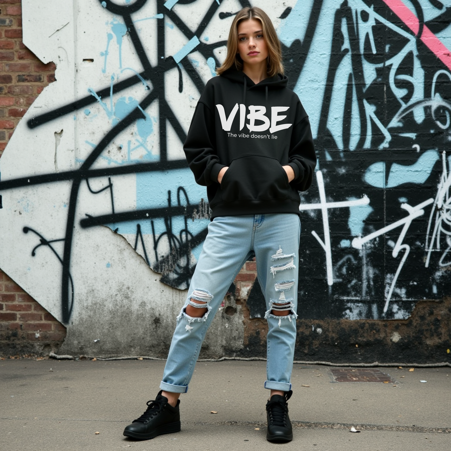 Vibe Teen Hoodie, Teen Female Hoodie, Cool and Trendy Graphic Sweatshirt, Funny Unisex Fashion, Casual Gift for Teenage Boys and Girls