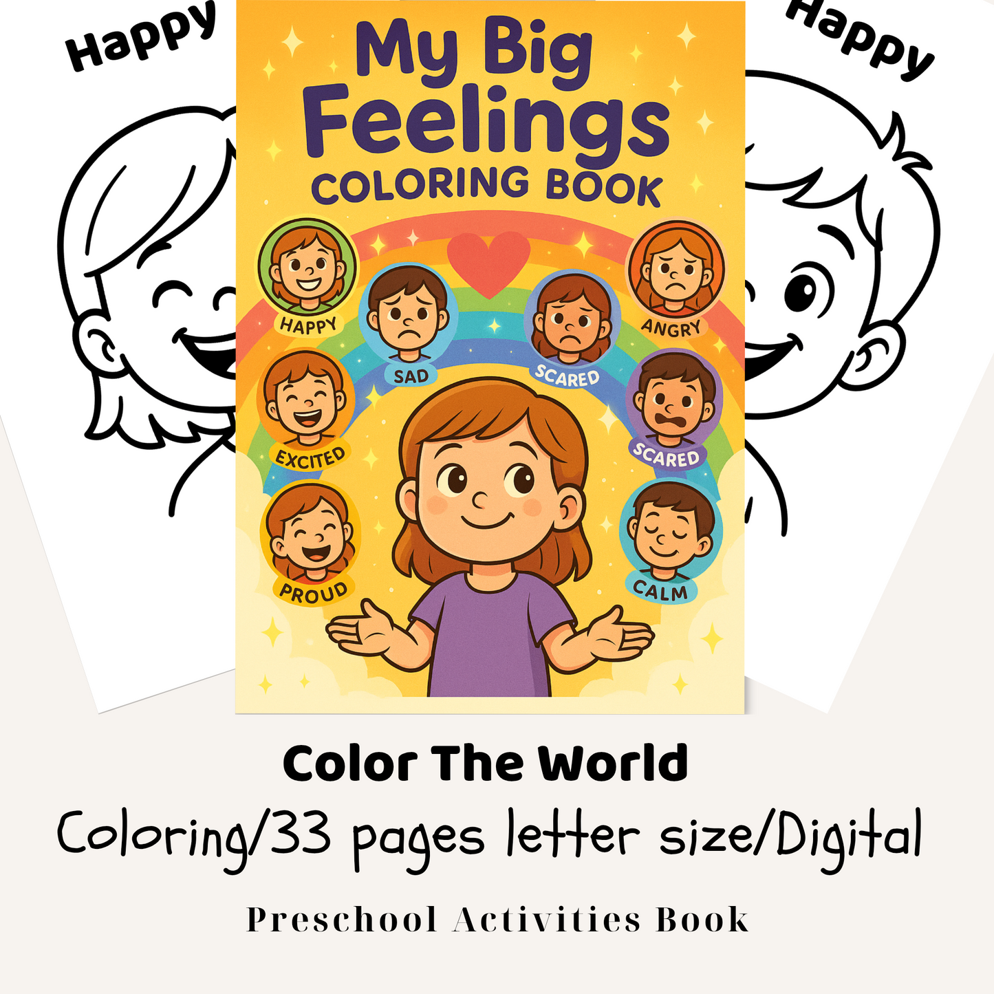 My Emotions Coloring Book – Fun Learning Through Feelings! (+ Bonus Flashcards)