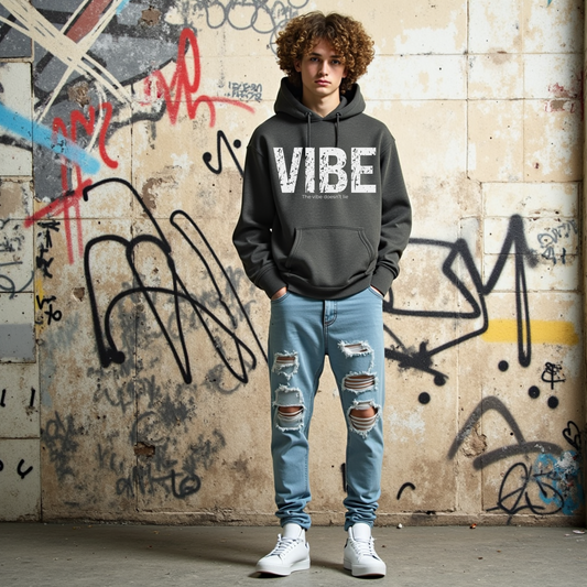 Vibe Teen Hoodie, Cool and Trendy Graphic Sweatshirt, Funny Unisex Fashion, Casual Gift for Teenage Boys and Girls