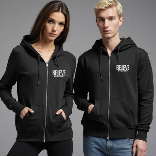 Believe in Yourself Unisex Zip Hoodie - Soft, Durable & Stylish Comfort for Everyday