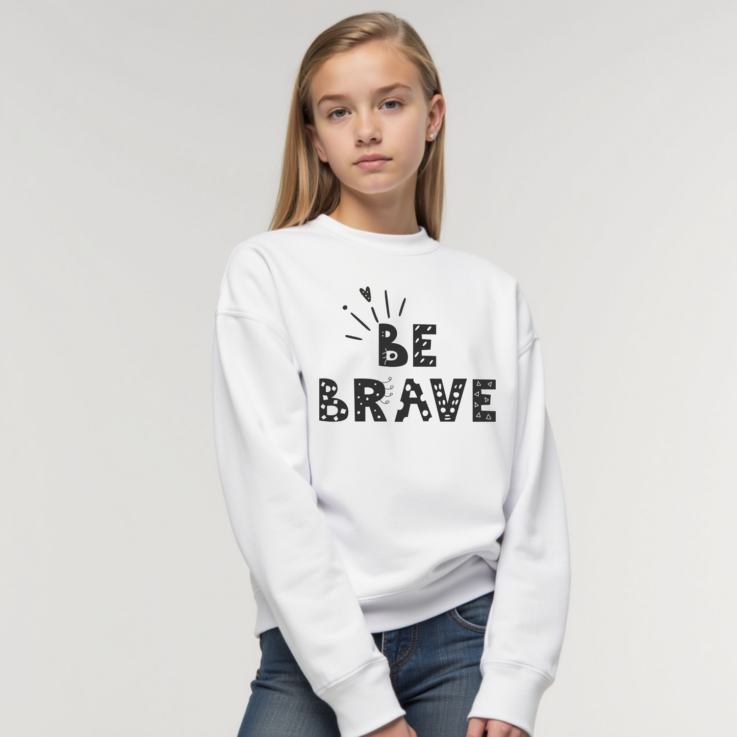 Be brave Youth Crewneck Sweatshirt - Soft, Warm & Durable for School, Sports & Everyday Wear